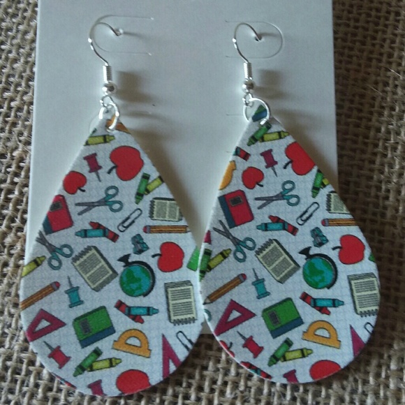 Faux Leather School Earrings - Picture 1 of 1